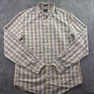 J Crew Jaspe Shirt Large Slim Fit Blue Yellow Check Long Sleeve Button Down